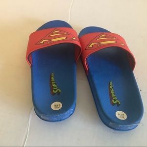 Super Man slide sandals blue and Red.